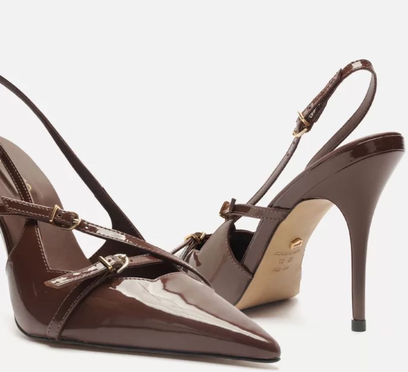 SLINGBACK VERNIZ AMELIA - MARROM INTENSE BROWN