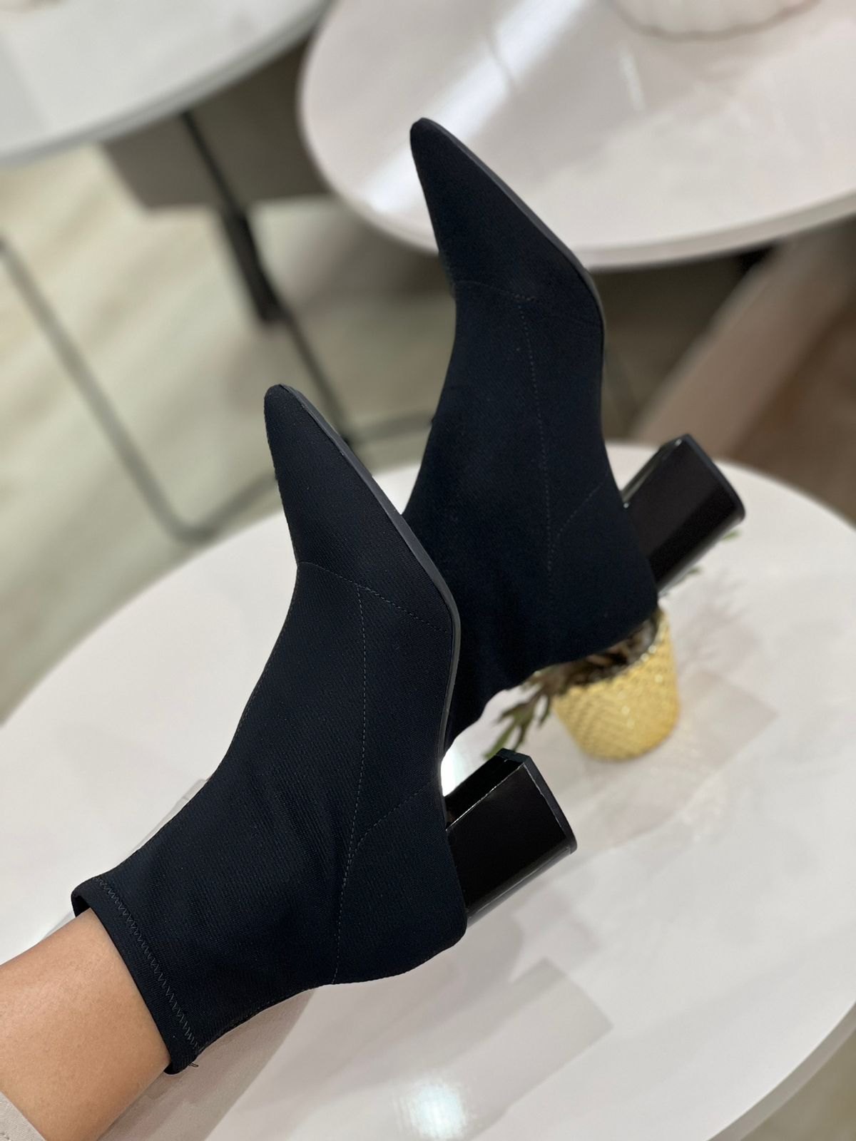 BOTA SALTO BLOCO MALHA STRETCH