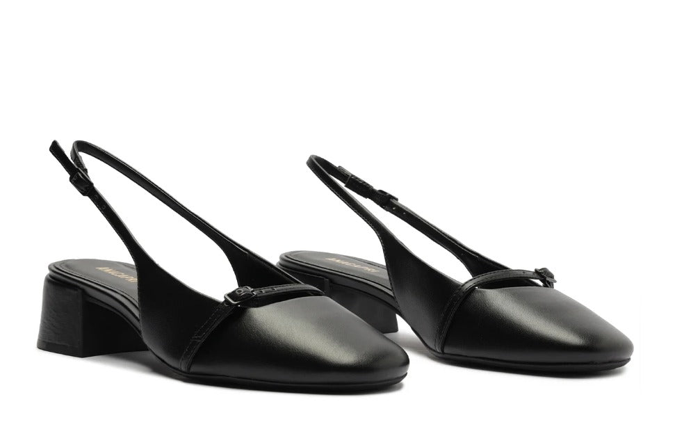 Slingback Sapatilha Boneca New Milena Preta