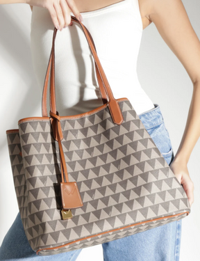 Bolsa Shopping Grande Triangle Bege