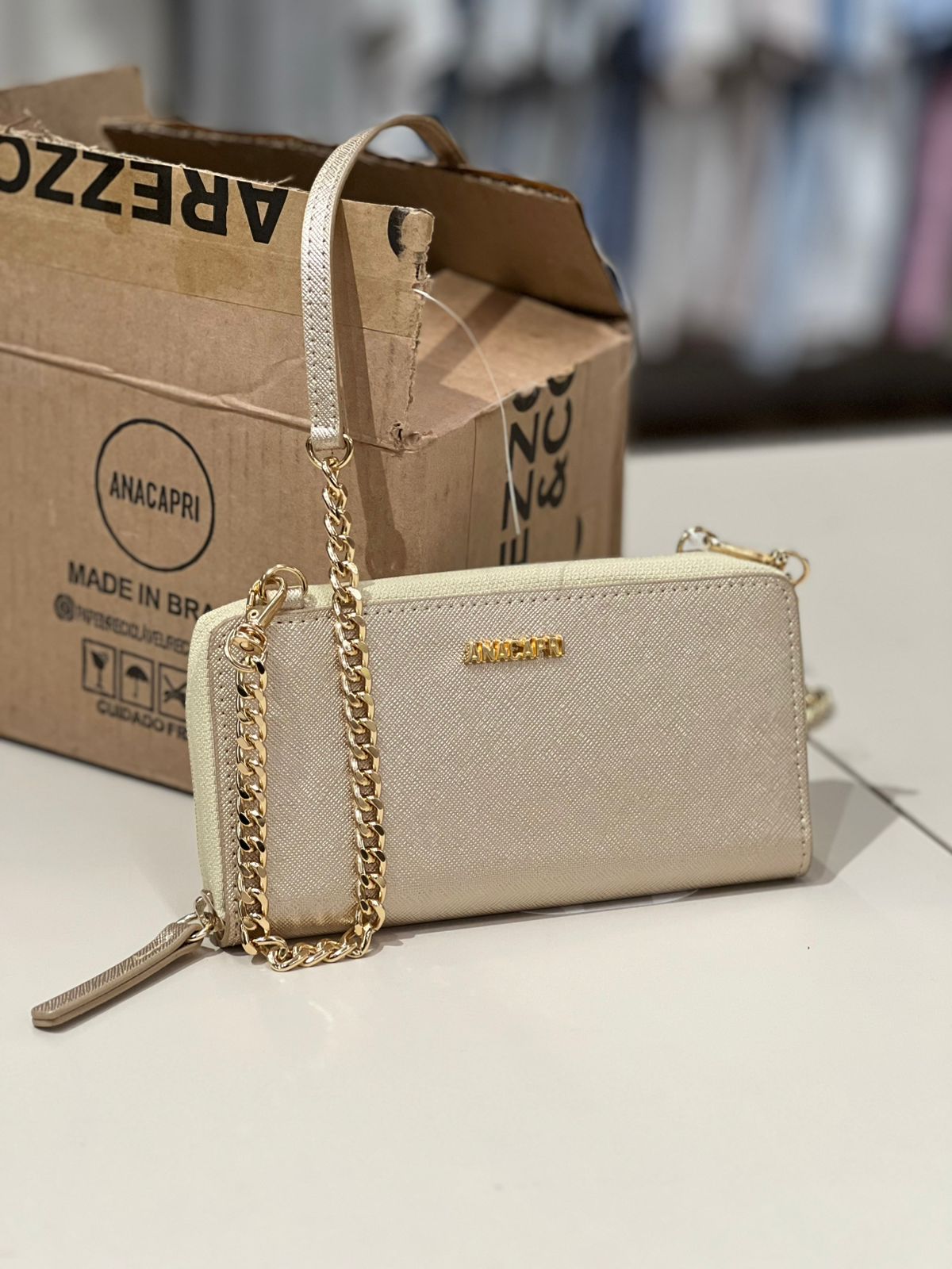 BOLSA CARTEIRA CLUTCH DOURADA