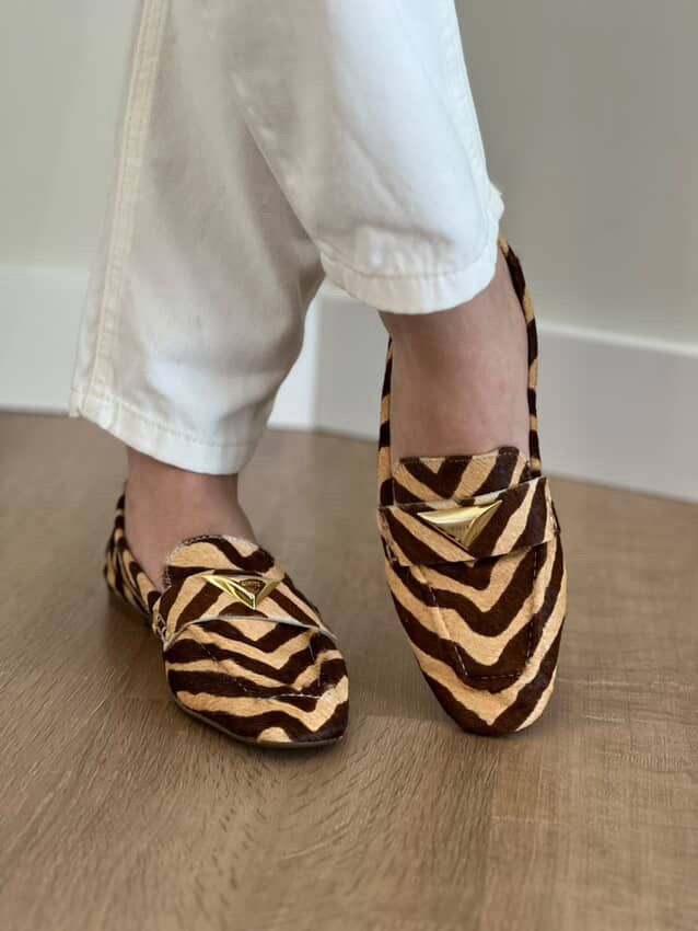 MOCASSIM COURO ZEBRA NATURAL