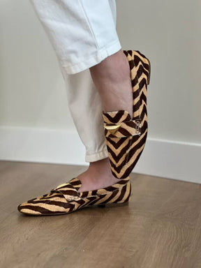 MOCASSIM COURO ZEBRA NATURAL