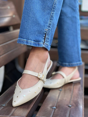 SAPATILHA SLINGBACK FINO TACHAS